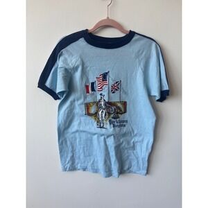 Vintage 70s Textile Prints Yorktown Virginia American Ringer T-Shirts Small